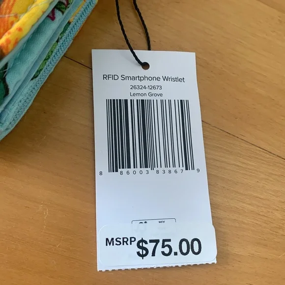 Vera Bradley RFID Protect Smartphone Wristlet Teal Yellow "Lemon Grove"  NEW - Picture 3 of 11